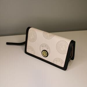 NWT Anne Klein Logo White w/ Black Trim Zip Around Wallet/Clutch